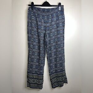 J. Jill Navy and White Patterned Wide Leg‎ Pants